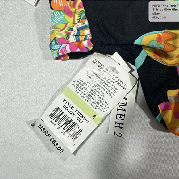 NWD‎ Trina Turk [ 4 ] Tahitian Floral Shirred Side Hipster Bikini Bottom - Picture 12 of 14